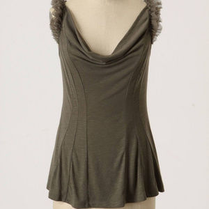Anthropologie First Flight Tee Dark Green Cowlneck Tank Top By Deletta, Size S